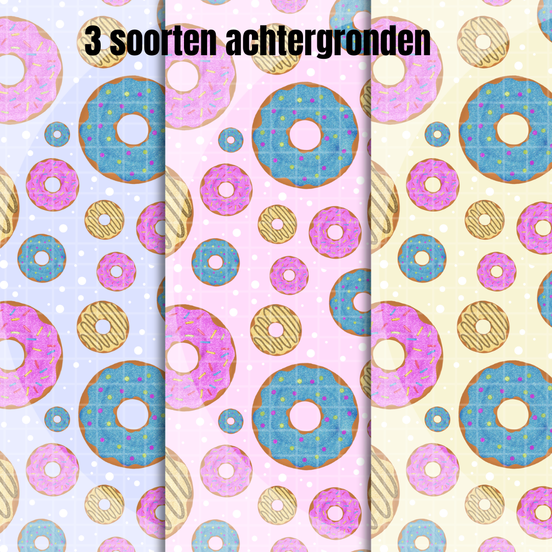 Naadloos Donut Patroon (Seamless Pattern) – Digitale Achtergrond – PNG 300 DPI