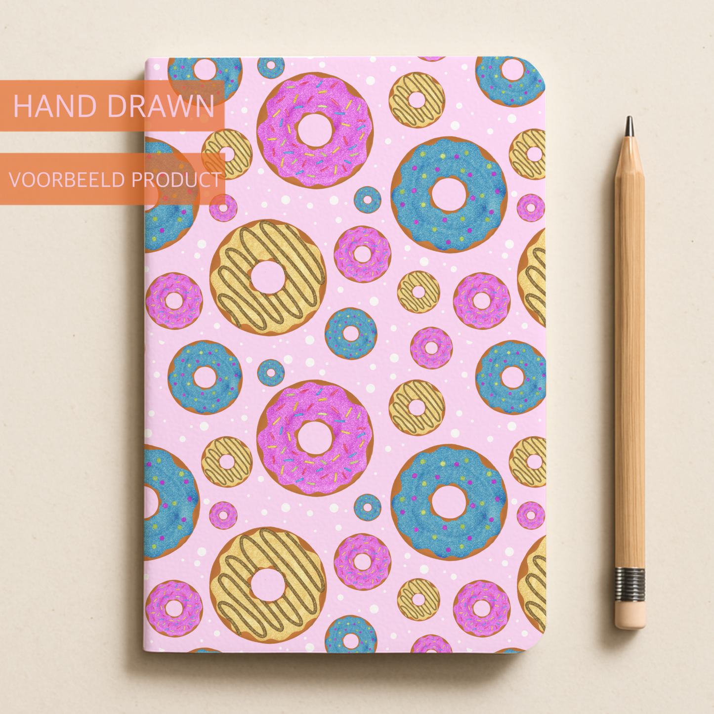 Naadloos Donut Patroon (Seamless Pattern) – Digitale Achtergrond – PNG 300 DPI