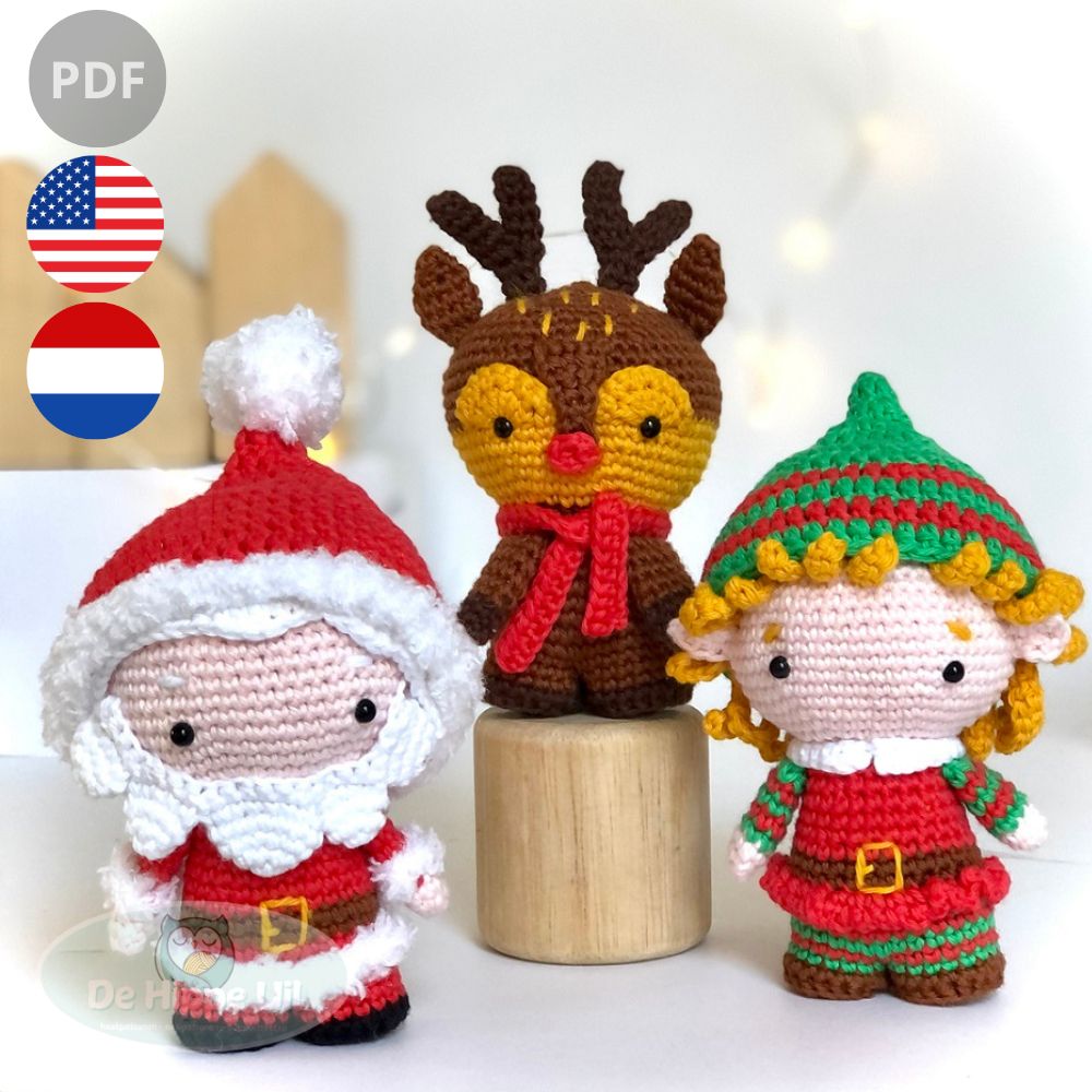 Haakpatroon Kerstman, Rendier en de Elf