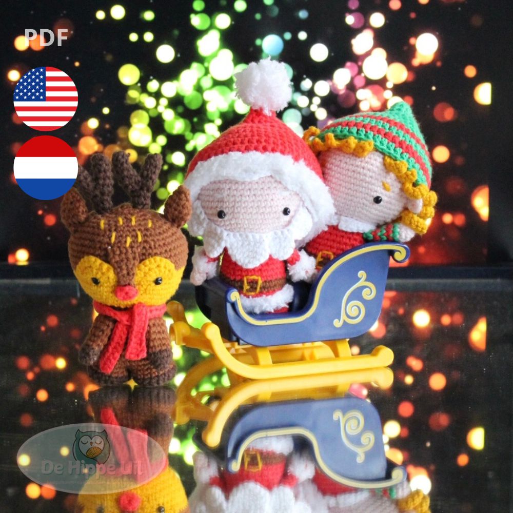 Haakpatroon Kerstman, Rendier en de Elf